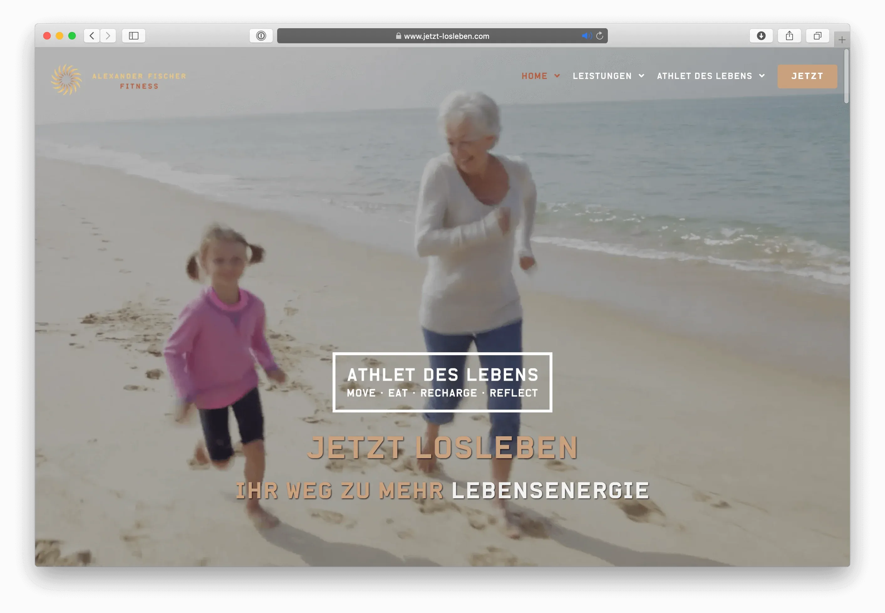 Webdesign der Startseite für Alexander Fischer Fitness