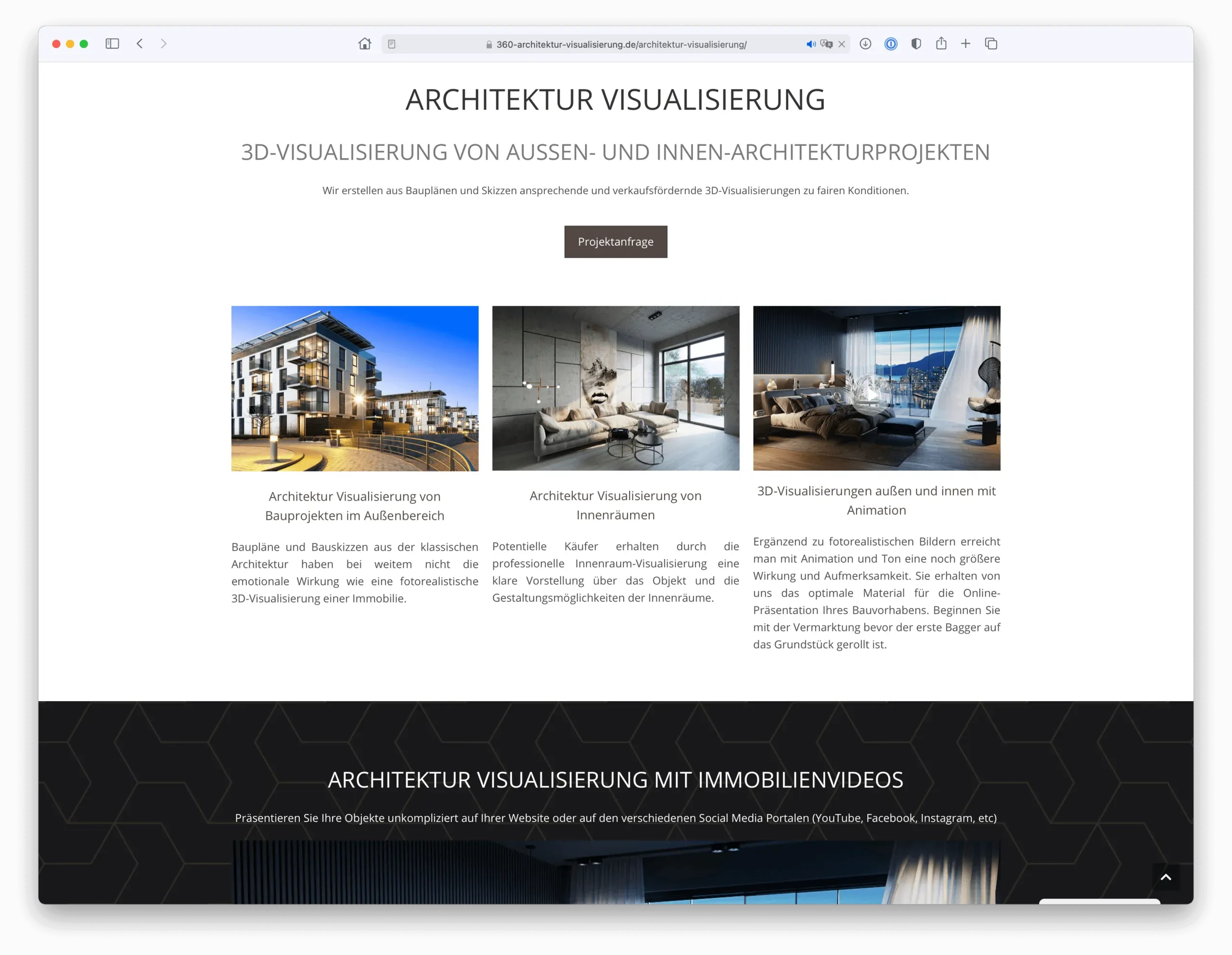 Professionelles Webdesign der Unterseite